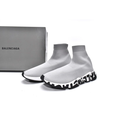 PKGoden Balenciaga socks Sneaker Speed Grey black letters 02