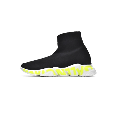 PKGoden Balenciaga socks Sneaker Speed Black green letters 01