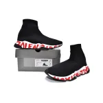 PKGoden Balenciaga socks Sneaker Speed Black red letters