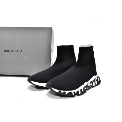 PKGoden Balenciaga socks Sneaker Speed Black black letters 02