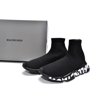 PKGoden Balenciaga socks Sneaker Speed Black white letters 02