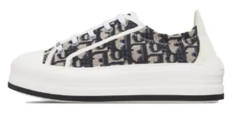 PKGoden Dior Oblique Printed Fashion Board Shoes New Thick Bottom Black Embroidery