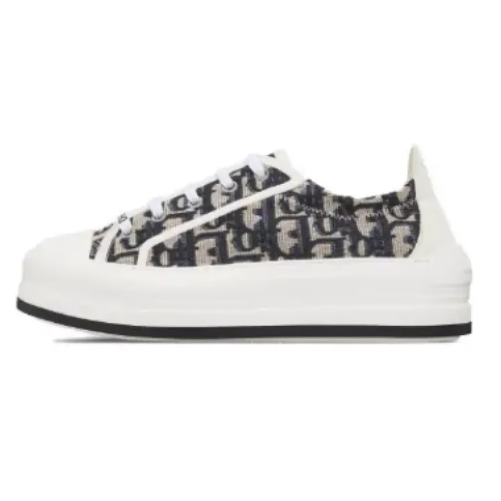 PKGoden Dior Oblique Printed Fashion Board Shoes New Thick Bottom Black Embroidery