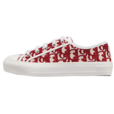 PKGoden Dior Oblique Printed Fashion Board Shoes Embroidered in red 01