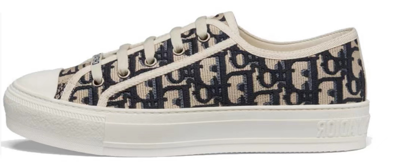 PKGoden Dior Oblique Printed Fashion Board Shoes Embroidered black