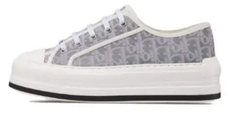 PKGoden Dior Oblique Printed Fashion Board Shoes Thick bottom embroidered all gray