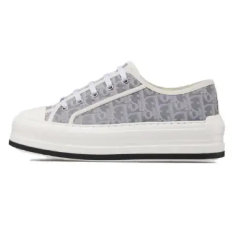 PKGoden Dior Oblique Printed Fashion Board Shoes Thick bottom embroidered all gray