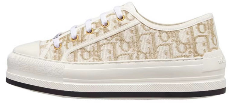 PKGoden Dior Oblique Printed Fashion Board Shoes Thick bottom embroidered yellow