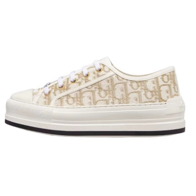 PKGoden Dior Oblique Printed Fashion Board Shoes Thick bottom embroidered yellow 01