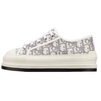 PKGoden Dior Oblique Printed Fashion Board Shoes Thick embroidered gray 01