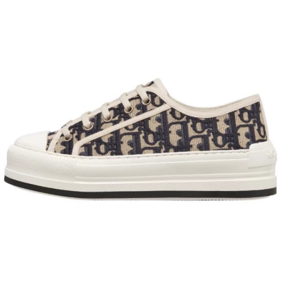 PKGoden Dior Oblique Printed Fashion Board Shoes Thick embroidered black 01