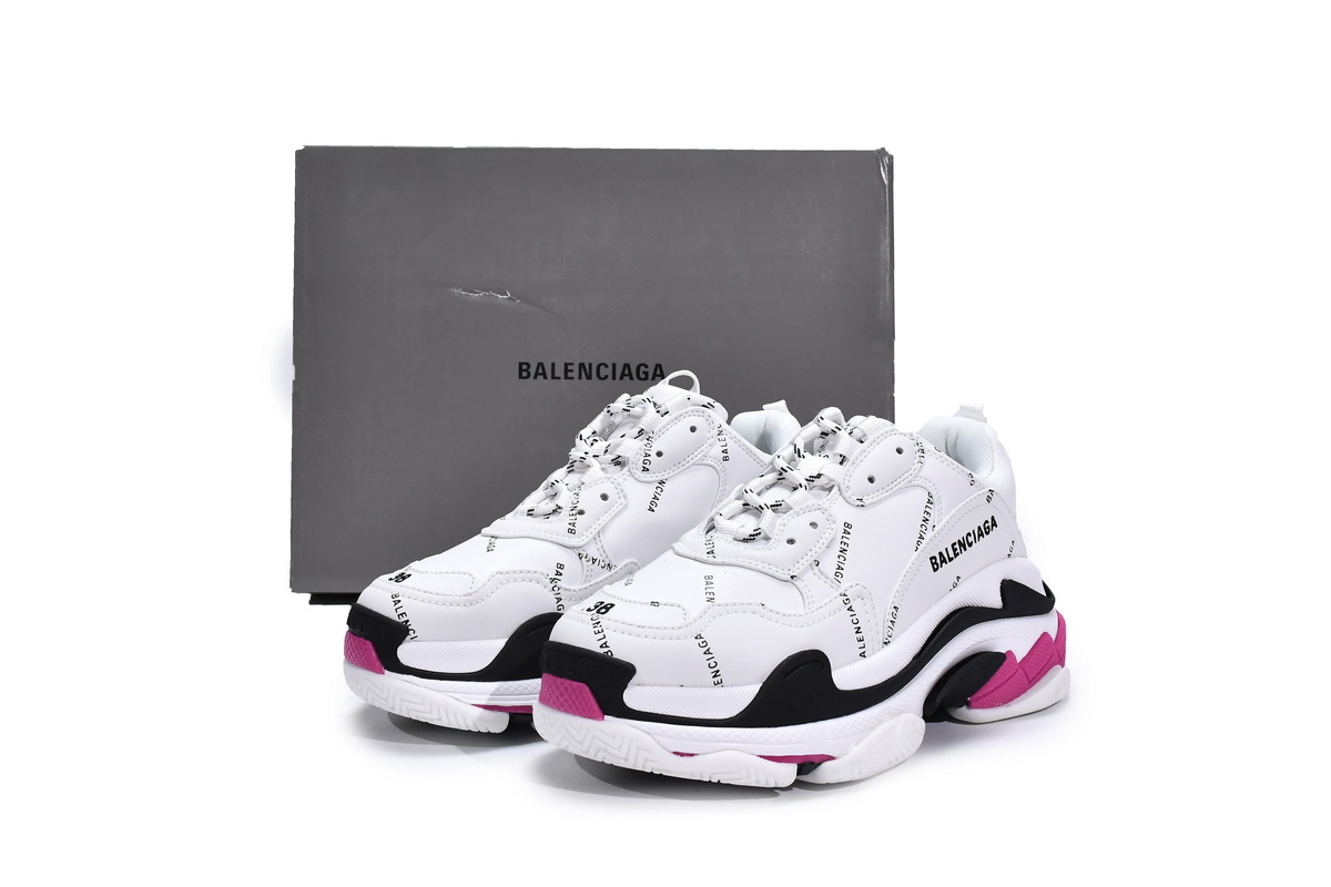 PKGoden Balenciaga Triple S Letter White Rose Red 524039 W2FA4 9155