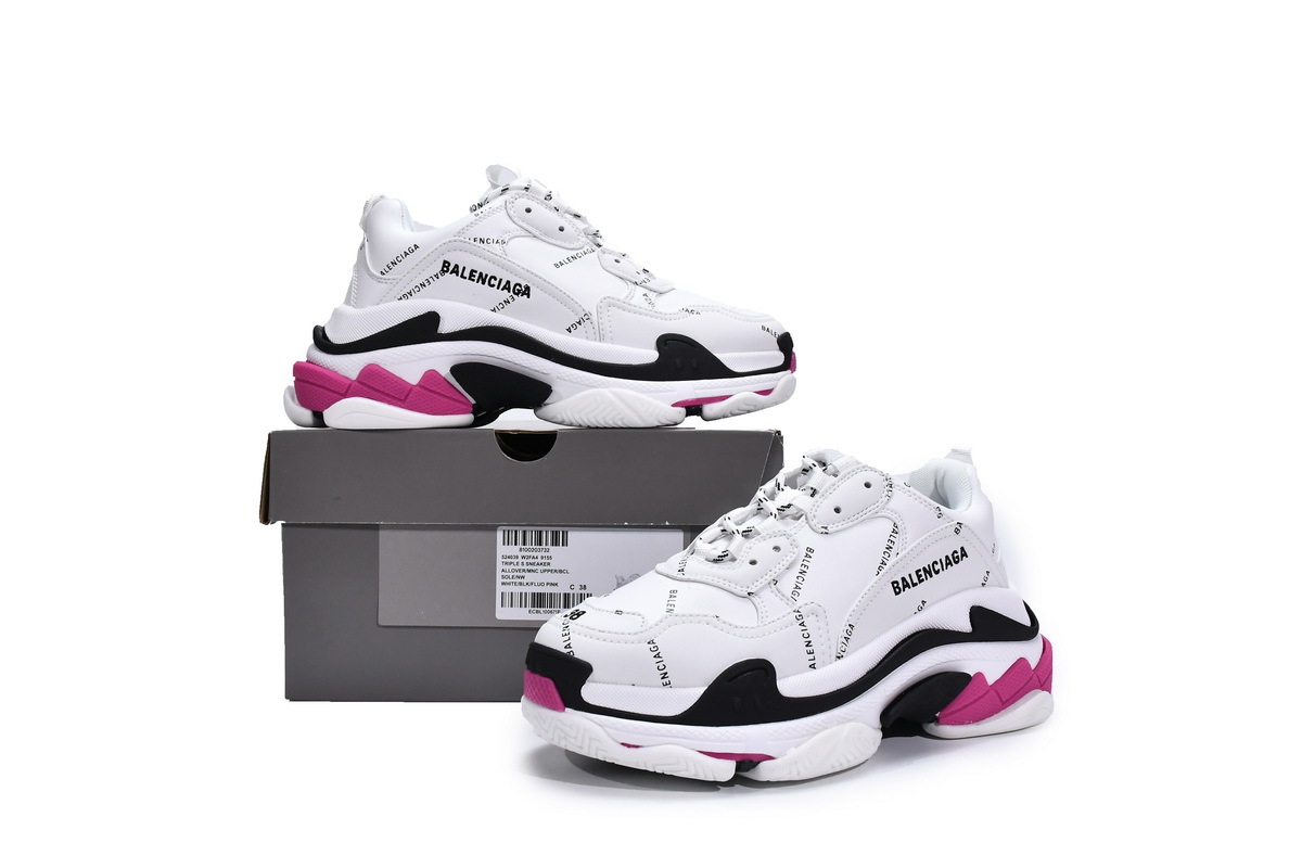 PKGoden Balenciaga Triple S Letter White Rose Red 524039 W2FA4 9155
