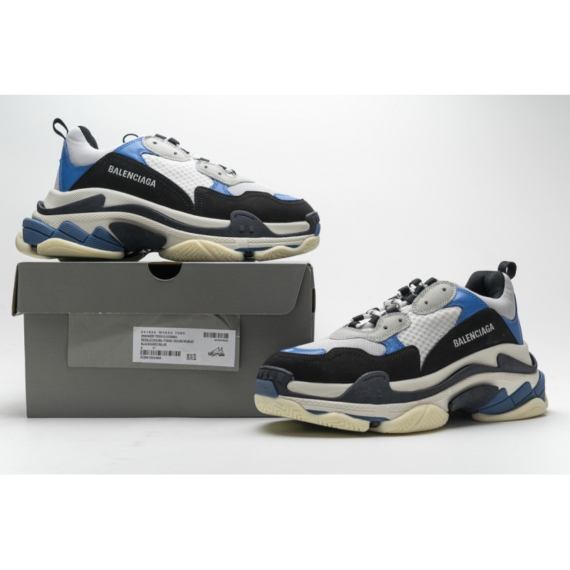 PKGoden Balenciaga Triple S Black Grey Blue 541624 W06E2 7080