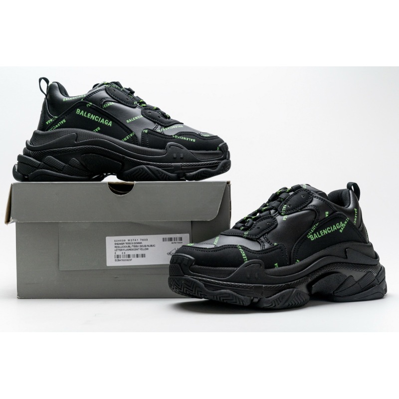 PKGoden Balenciaga  Triple S Letter Fluorescent Yellow 524039 W2FA1 7633