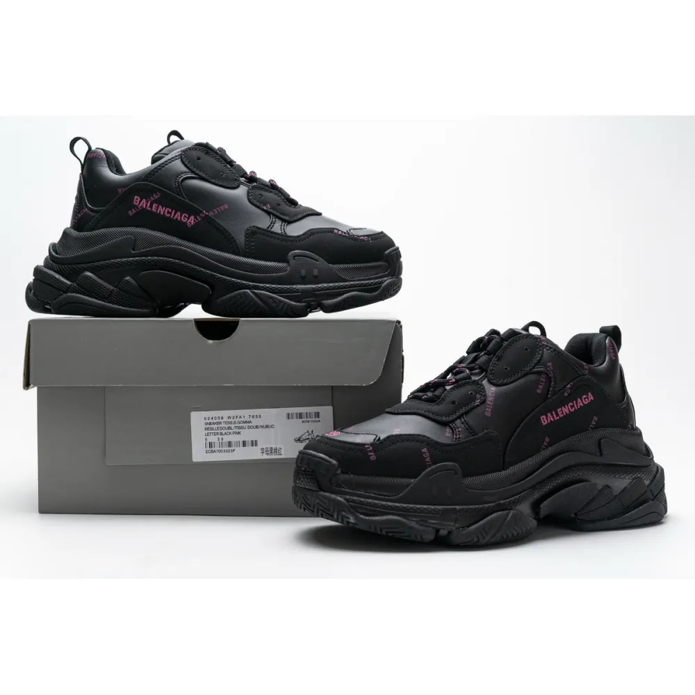PKGoden Balenciaga Triple S Letter Black Pink 524039 W2FA1 1022
