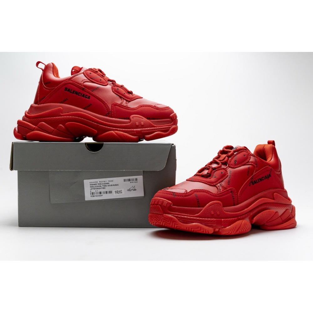 PKGoden Balenciaga Triple S Letter Bright Red 524039 W2FA1 7632