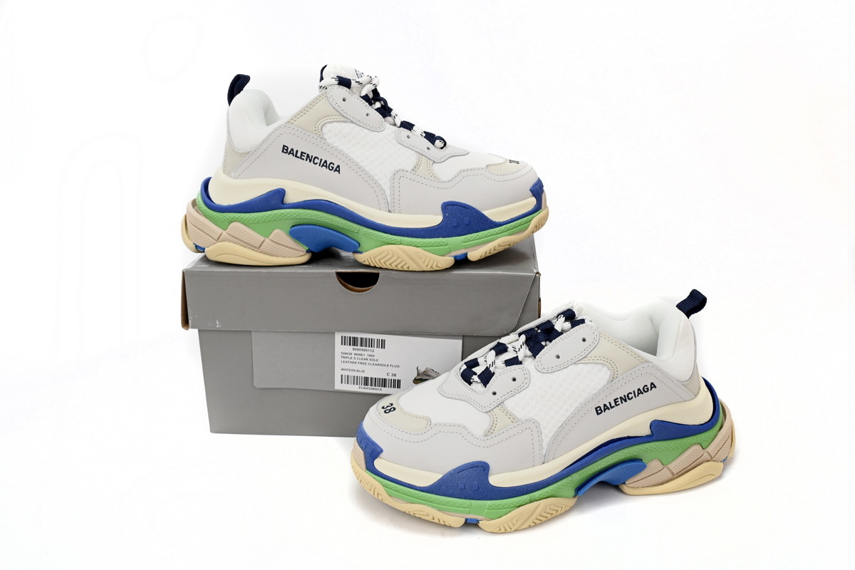 PKGoden Balenciaga 1st Triple White Blue Green 524039 W09E1 1900