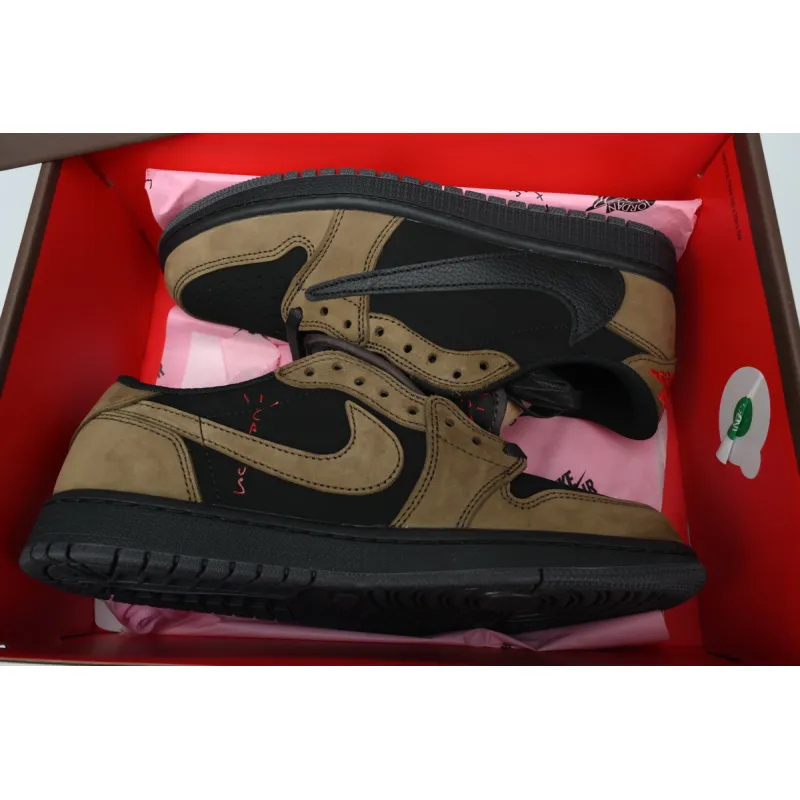 PKGoden Customized Travis Scott x Air Jordan 1 Low OG Velvet Brown DM7866-202