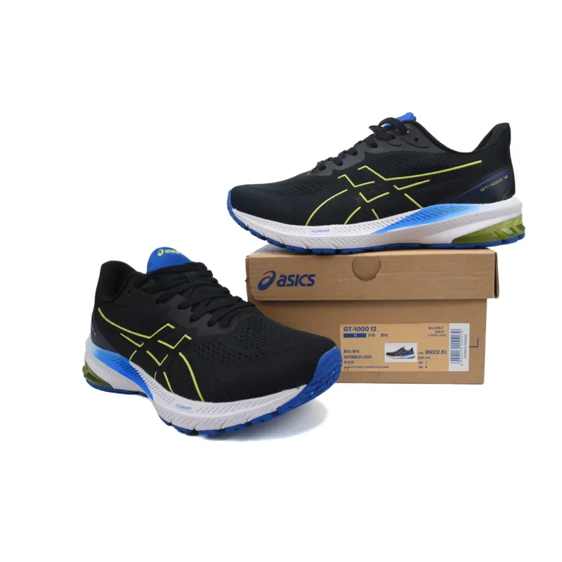 Special Sale Asics GT 1000 12 Black Blue Yellow 1011B631-002