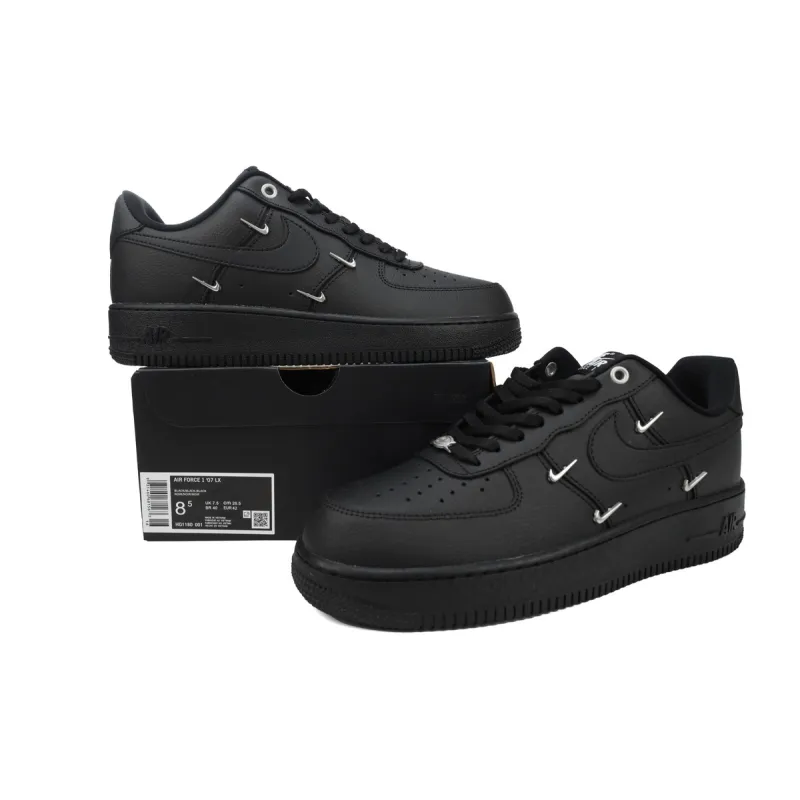 Air Force 1 Low Black Silver Mini Swoosh HQ1180-001 