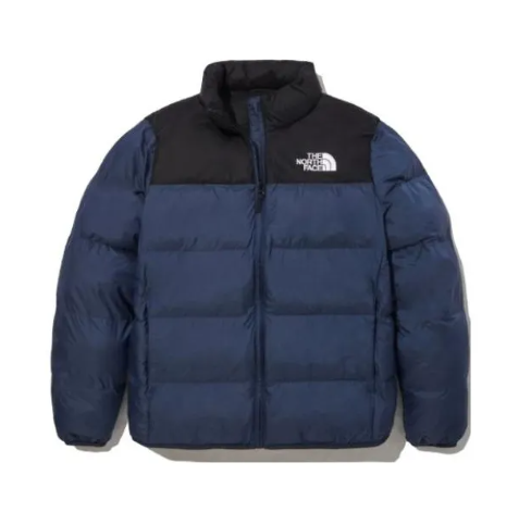 TheNorthFace Splicing White And Sapphire Blue Long-sleeved down jacket