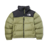 TheNorthFace Splicing White And Red Grass Green Long-sleeved down jacket