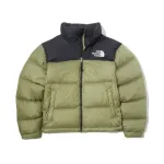 TheNorthFace Splicing White And Red Grass Green Long-sleeved down jacket