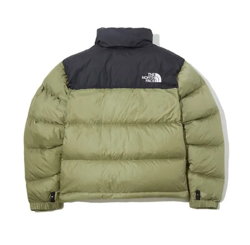 TheNorthFace Splicing White And Red Grass Green Long-sleeved down jacket