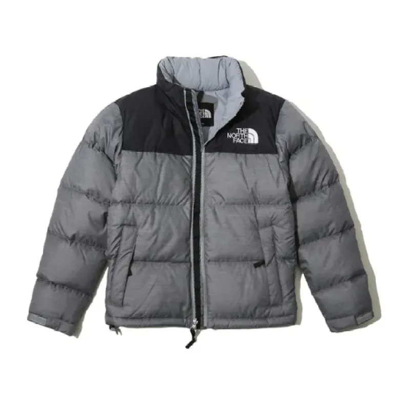 TheNorthFace Splicing White And Glossy Gray Long-sleeved down jacket