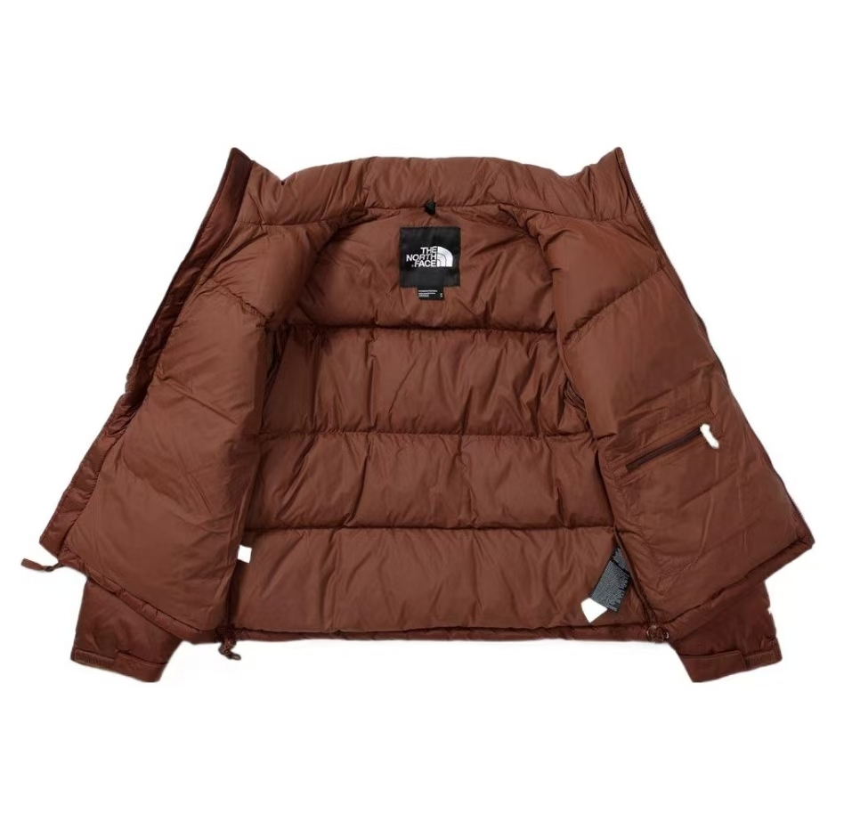 TheNorthFace Splicing White And Mocha Brown Long-sleeved down jacket