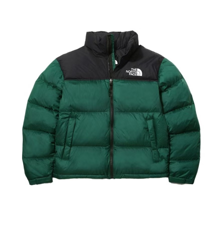 TheNorthFace Splicing White And Green Long-sleeved down jacket