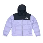 TheNorthFace Splicing White And Lavender Color Long-sleeved down jacket