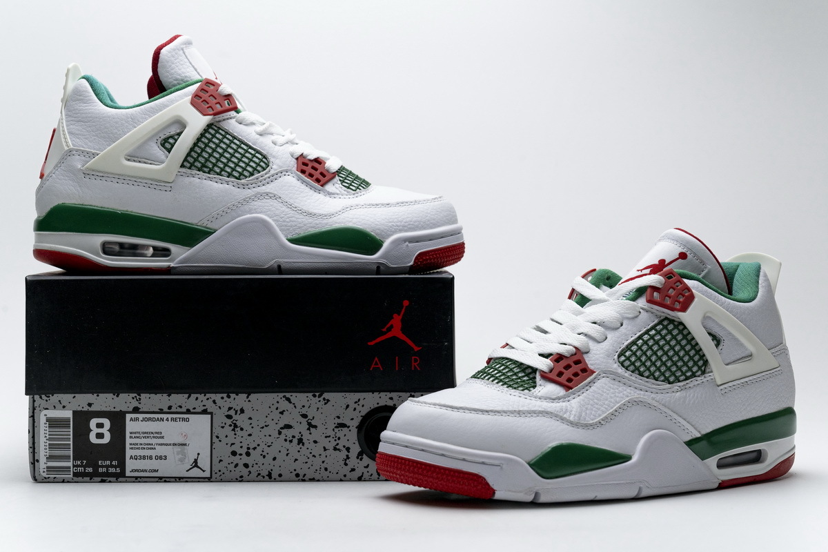 PK GOD Air Jordan 4 Retro White Green Red
