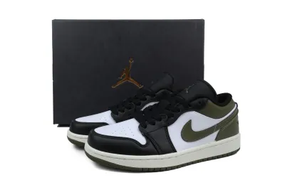 POP Air Jordan 1 Low Black Toe Medium Olive 553558-092  02