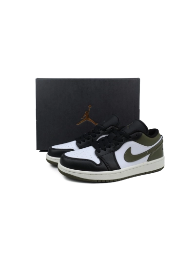 POP Air Jordan 1 Low Black Toe Medium Olive 553558-092  02