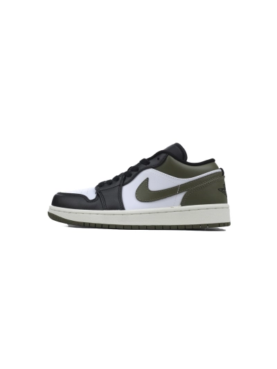 POP Air Jordan 1 Low Black Toe Medium Olive 553558-092  01