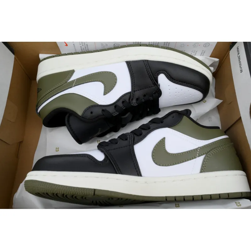 Air Jordan 1 Low Black Toe Medium Olive 553558-092 