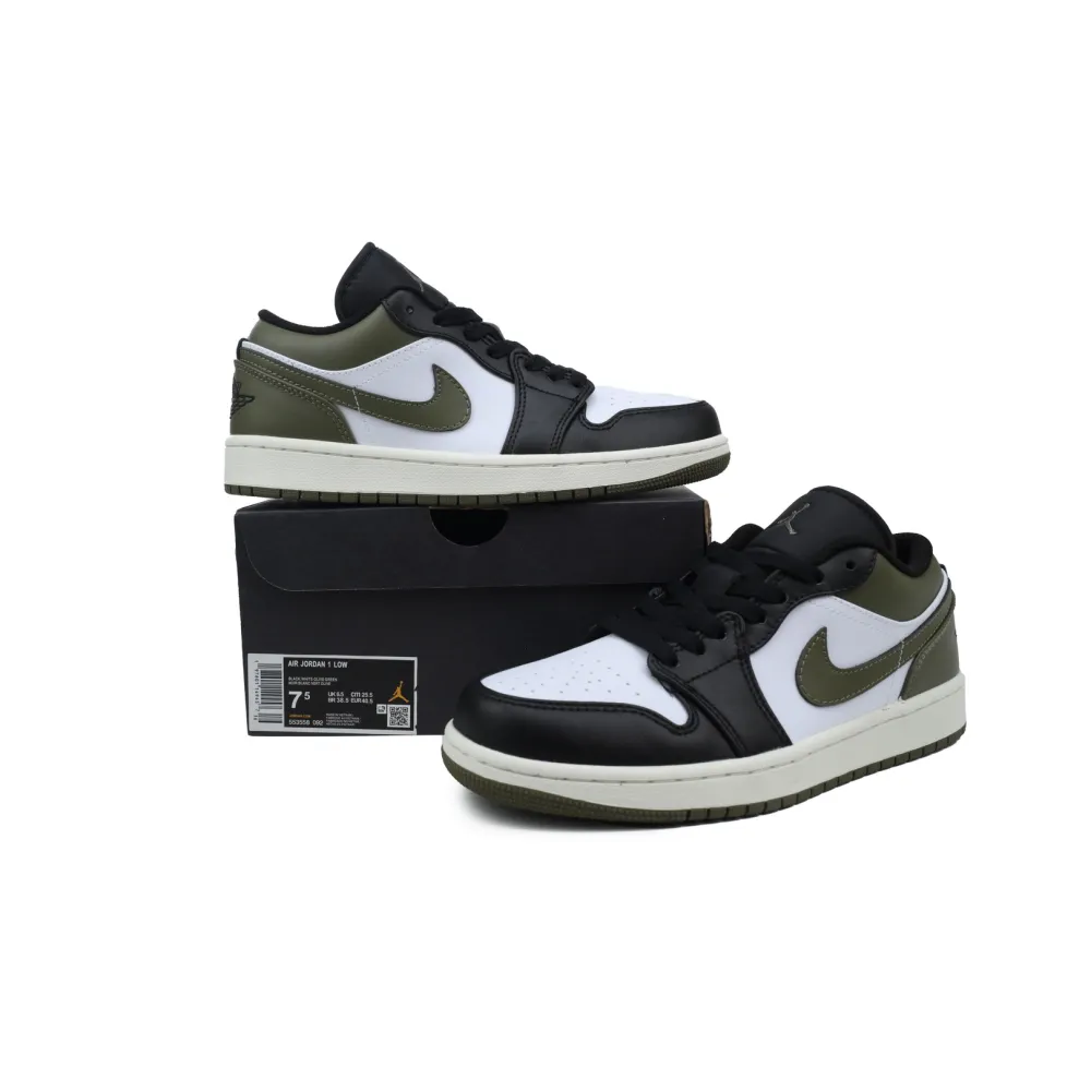 Air Jordan 1 Low Black Toe Medium Olive 553558-092 
