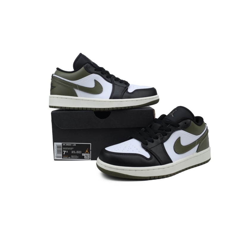 BoostMasterLin Air Jordan 1 Low Black Toe Medium Olive 553558-092 