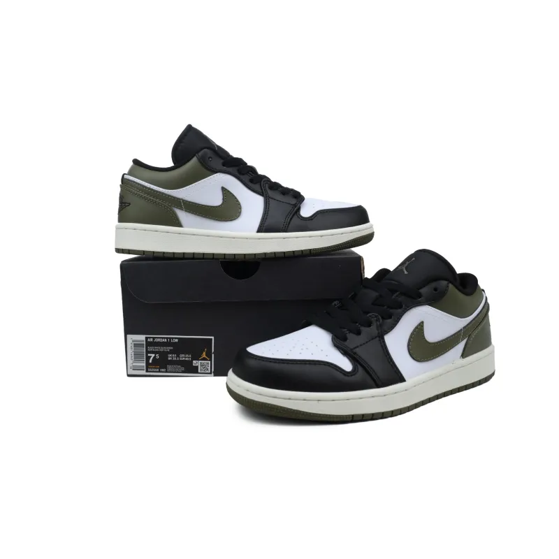 Air Jordan 1 Low Black Toe Medium Olive 553558-092 