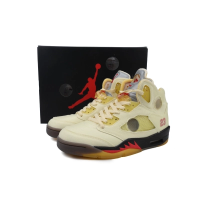 PKGoden OFF-WHITE x Air Jordan 5 Sail DH8565-100  02