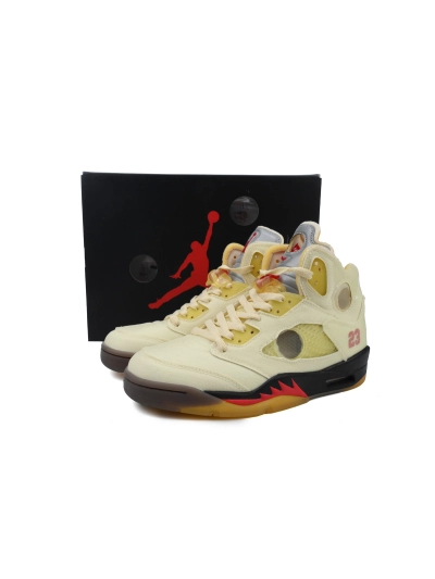 PKGoden OFF-WHITE x Air Jordan 5 Sail DH8565-100  02