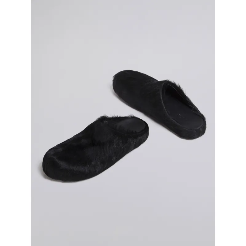 PKGoden Black long hair calfskin Fussbett sabot Marni Slides