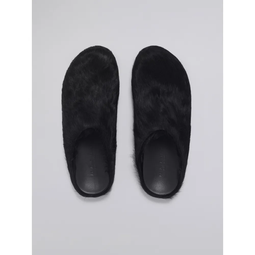 PKGoden Black long hair calfskin Fussbett sabot Marni Slides