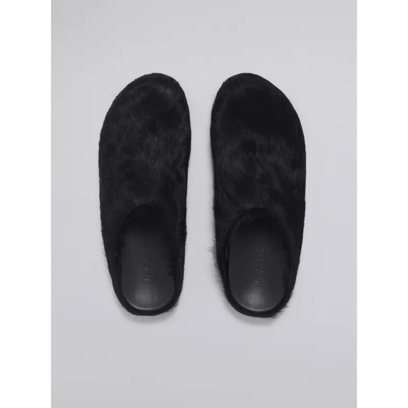 PKGoden Black long hair calfskin Fussbett sabot Marni Slides