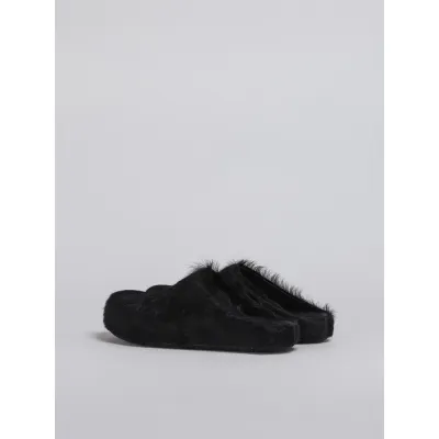 PKGoden Black long hair calfskin Fussbett sabot Marni Slides 02