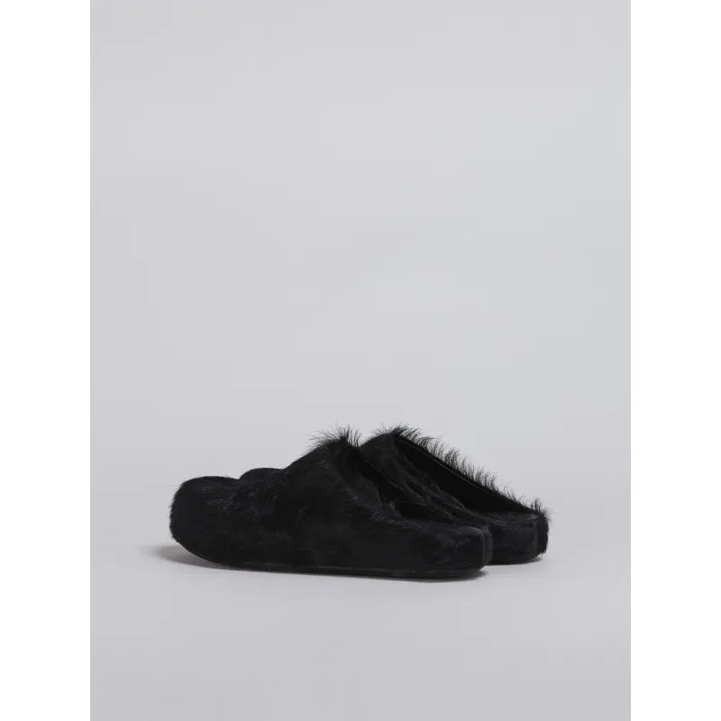 PKGoden Black long hair calfskin Fussbett sabot Marni Slides