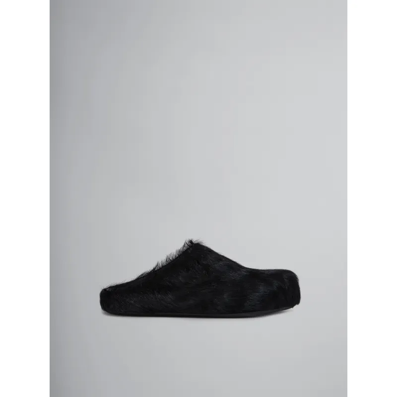 PKGoden Black long hair calfskin Fussbett sabot Marni Slides
