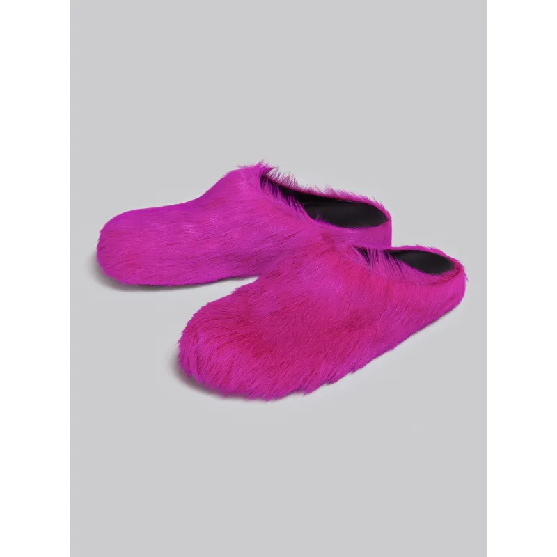 PKGoden Fuchsia long-hair calfskin Fussbett sabot Marni Slides